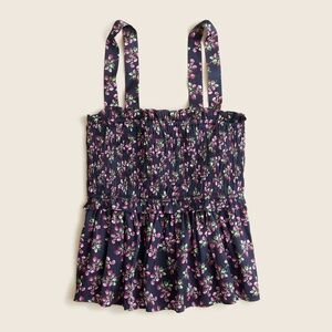 NWT J. Crew coquette Featherweight satin smocked tank top twilight berry small